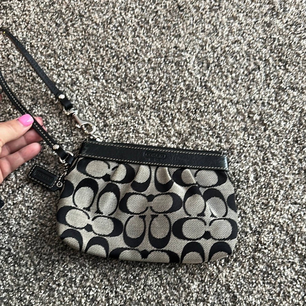 Coach Black and Cream Signature Clutch